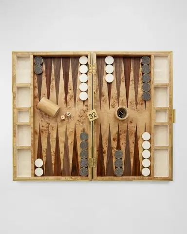 AERIN Chocolate Faux Shagreen Backgammon Set | Thumbnail 2