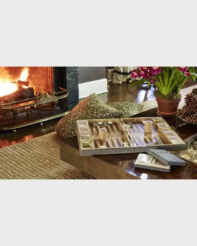 AERIN Chocolate Faux Shagreen Backgammon Set | Thumbnail 4