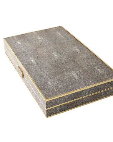 AERIN Chocolate Faux Shagreen Backgammon Set | Thumbnail 1