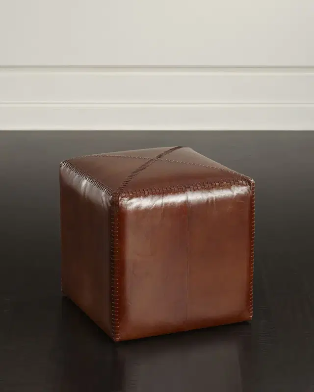 Jamie Young Boland Small Leather Ottoman