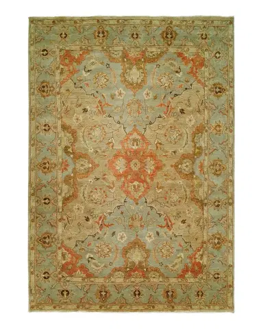 Haven & Loom Damask on Blue Hand-Knotted Oushak Rug | Thumbnail 1