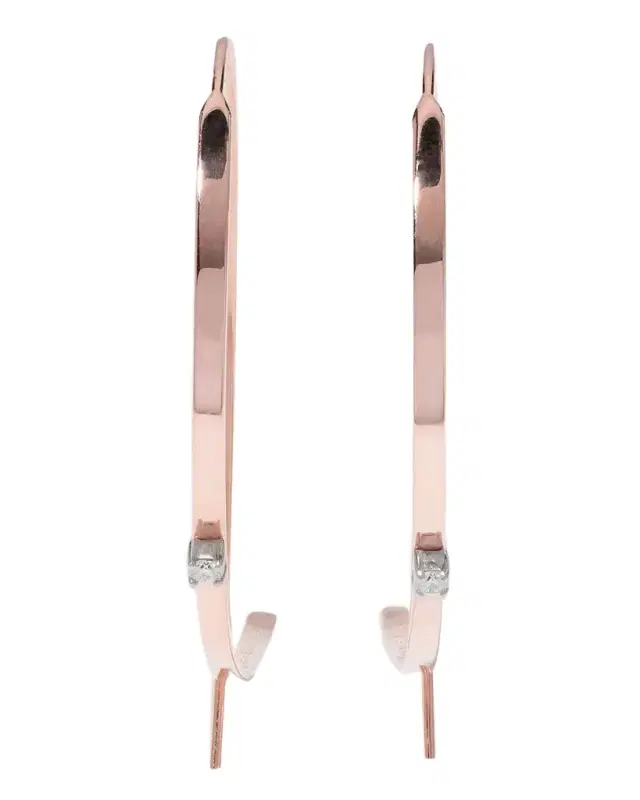 14K Gold Small Flat Diamond Hoop Earrings