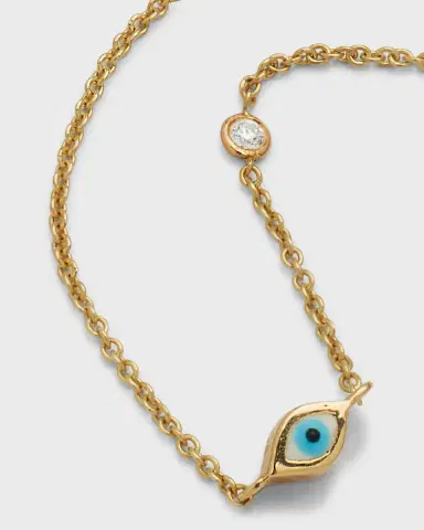 Sydney Evan 14k Gold Evil Eye Necklace with Single Diamond | Thumbnail 2
