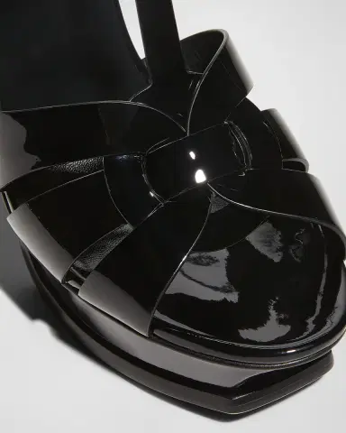 Saint Laurent Tribute Patent Platform Sandals | Thumbnail 3 Saint Laurent Tribute Patent Platform Sandals | Thumbnail 3