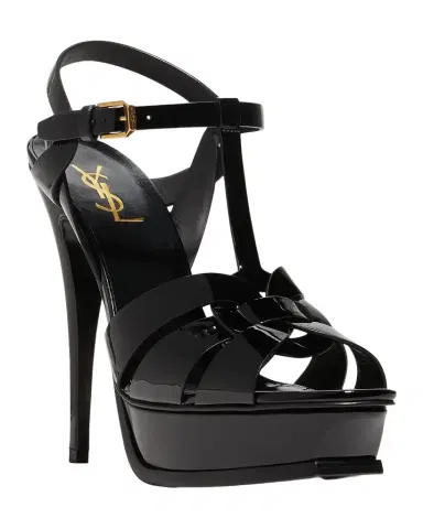 Saint Laurent Tribute Patent Platform Sandals | Thumbnail 1 Saint Laurent Tribute Patent Platform Sandals | Thumbnail 1