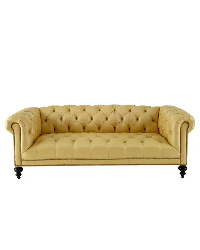 Morgan Sunshine Leather Chesterfield Sofa 86"