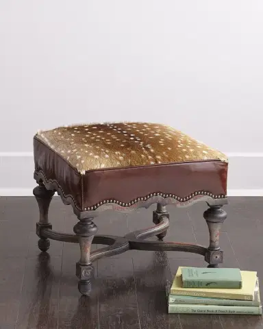 Old Hickory Tannery Neval Hairhide Ottoman | Thumbnail 1