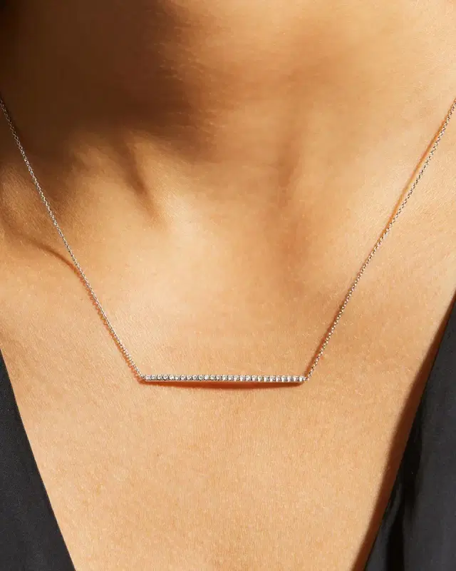 18k Gold Diamond Bar Necklace