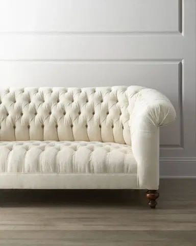 Old Hickory Tannery Ellsworth Neutral Tufted Sofa 84" | Thumbnail 2