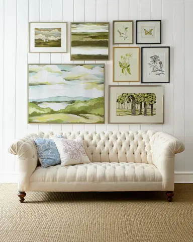 Old Hickory Tannery Ellsworth Neutral Tufted Sofa 84" | Thumbnail 1