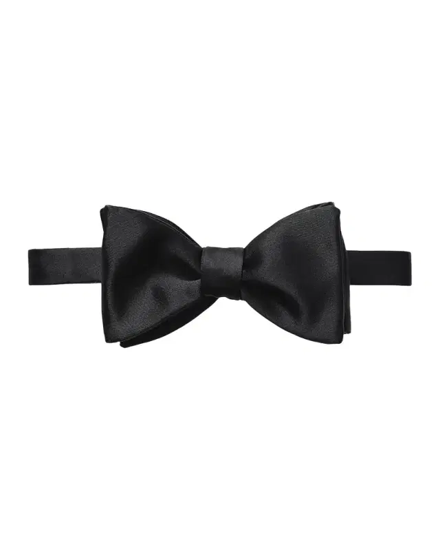 Eton Black Silk Satin Self Tied Bow Tie