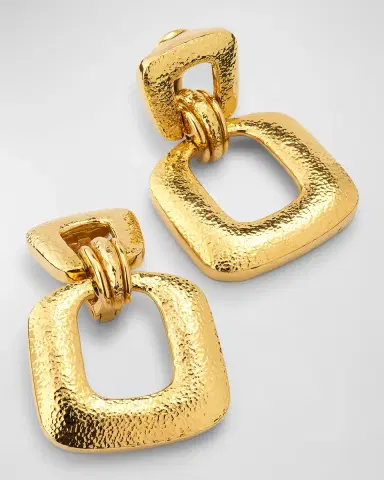 David Webb 18k Hammered Gold Hoop Earrings | Thumbnail 2