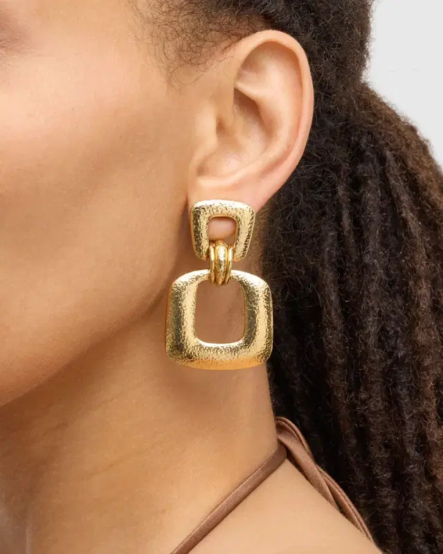 18k Hammered Gold Hoop Earrings