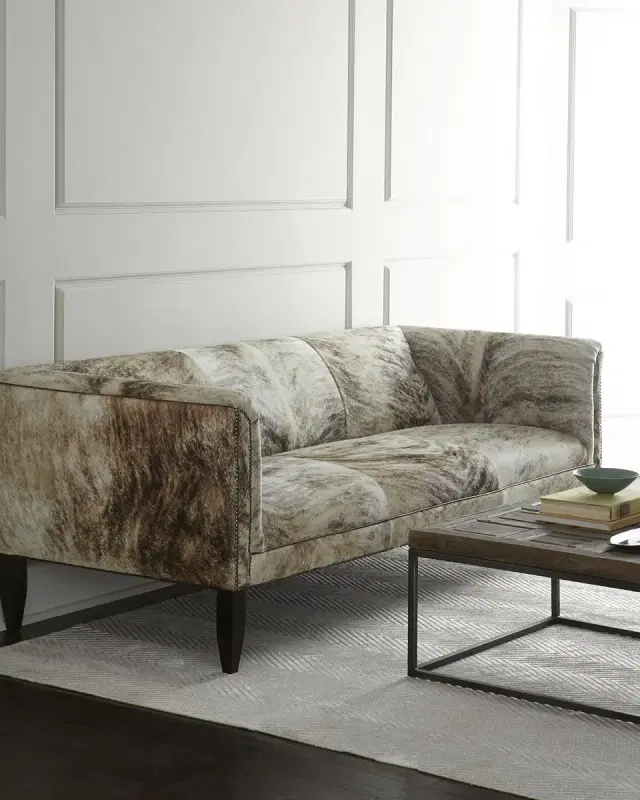 Old Hickory Tannery Bryson Hair on Hide Sofa 86"
