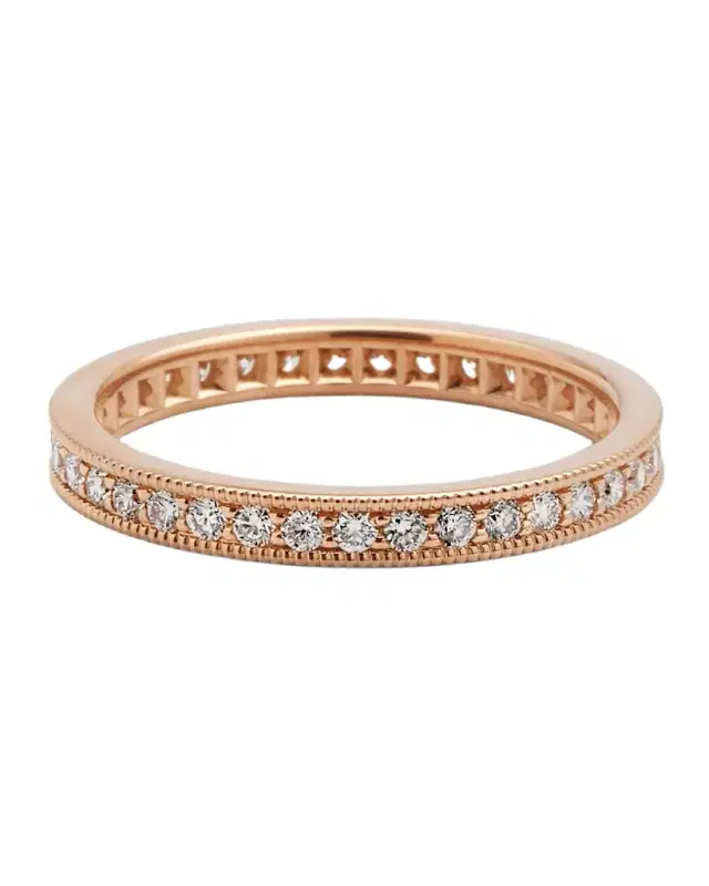 Channel-Set Diamond Eternity Band Ring in 18K Rose Gold, Size 7, 0.56tcw