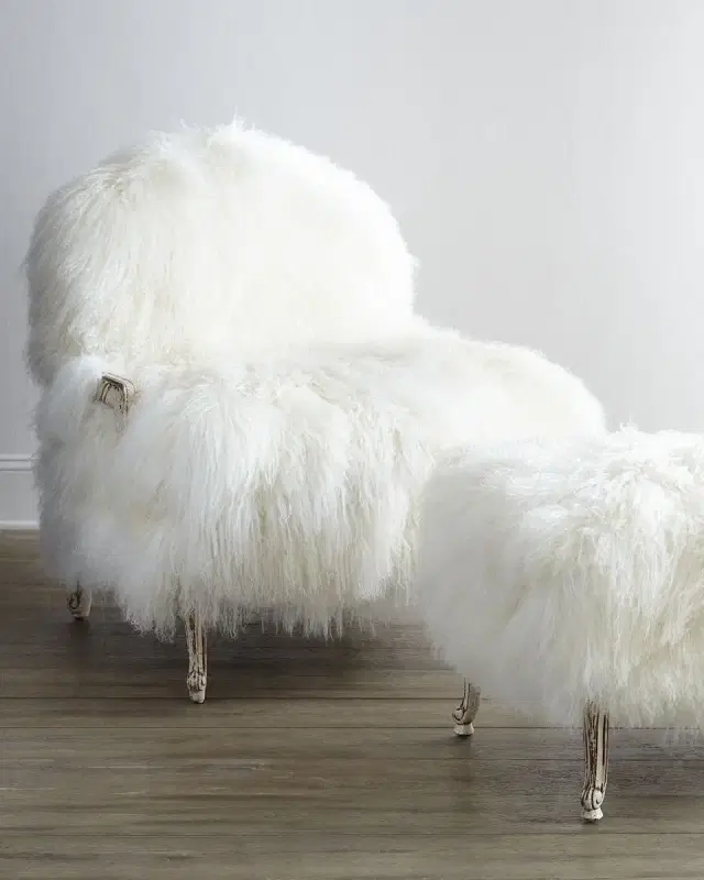 Old Hickory Tannery Worthen Sheepskin Bergere Chair