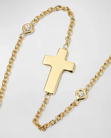 Roberto Coin Integrated Cross Diamond Bracelet, Yellow Gold | Thumbnail 2