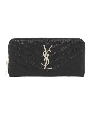 Saint Laurent YSL Monogram Large Zip Wallet in Grained Leather | Thumbnail 1 Saint Laurent YSL Monogram Large Zip Wallet in Grained Leather | Thumbnail 1