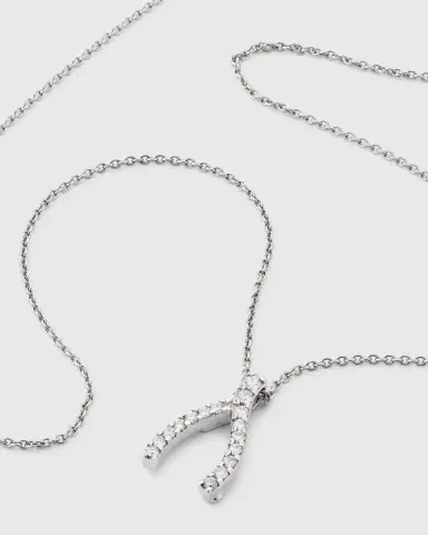 Roberto Coin Pave Wishbone Necklace | Thumbnail 2 Roberto Coin Pave Wishbone Necklace | Thumbnail 2