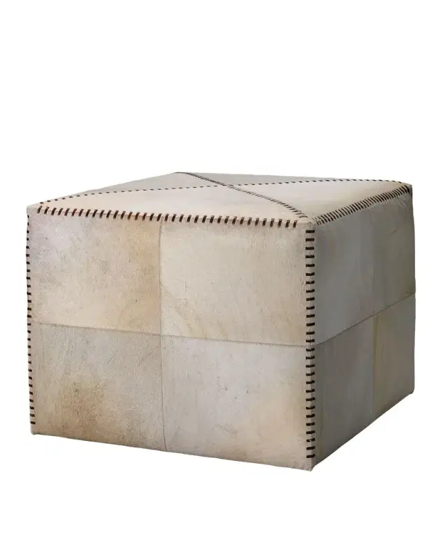 Jamie Young Large White Hairhide Ottoman