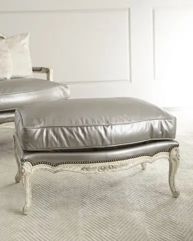 Old Hickory Tannery Silver Leather Bergere Ottoman | Thumbnail 2 Old Hickory Tannery Silver Leather Bergere Ottoman | Thumbnail 2