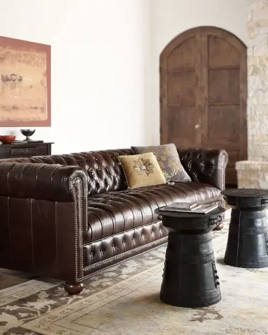 Old Hickory Tannery Royal Leather Chesterfield Sofa 93" | Thumbnail 2 Old Hickory Tannery Royal Leather Chesterfield Sofa 93" | Thumbnail 2
