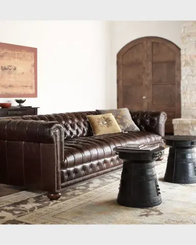 Old Hickory Tannery Royal Leather Chesterfield Sofa 93" | Thumbnail 3 Old Hickory Tannery Royal Leather Chesterfield Sofa 93" | Thumbnail 3