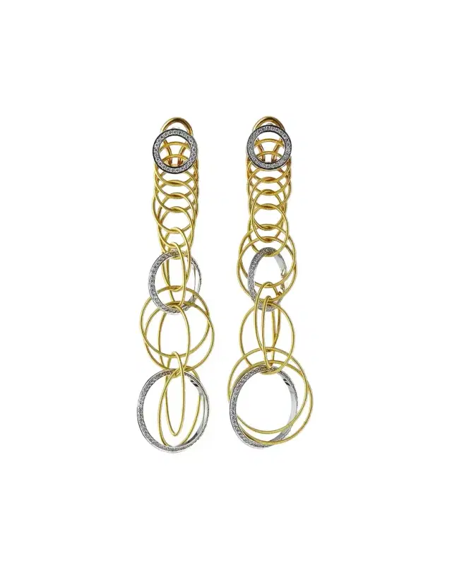 Hawaii Waikiki 18K Gold Diamond Drop Earrings