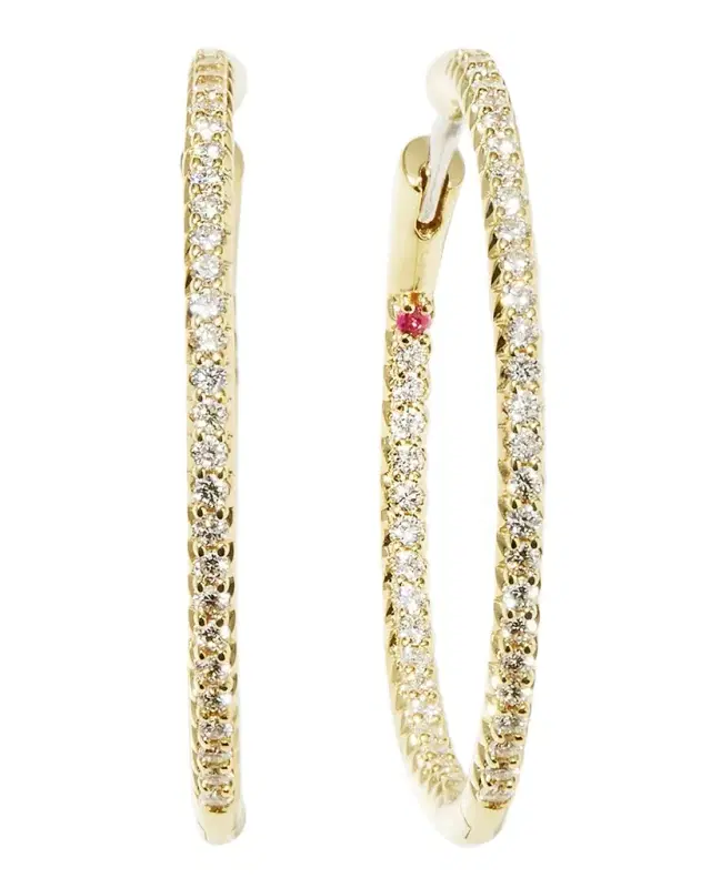 30mm Micro Pave Diamond Hoop Earrings in 18K Yellow Gold