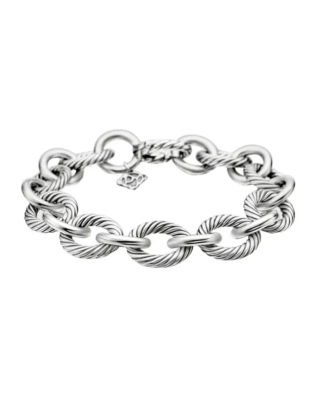 Large Oval Link Bracelet in Silver, 12mm