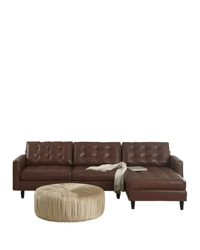 Barnes Leather Right-Arm Chaise Sectional