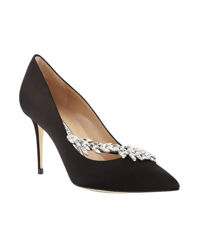 Nadira Jeweled Satin 90mm Pump