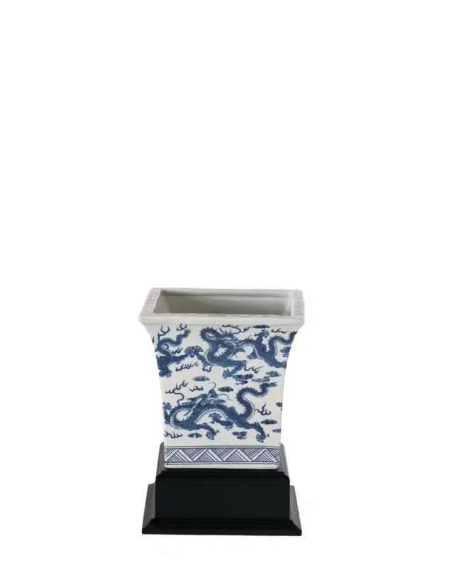Dragon Blue Square Planter with Stand
