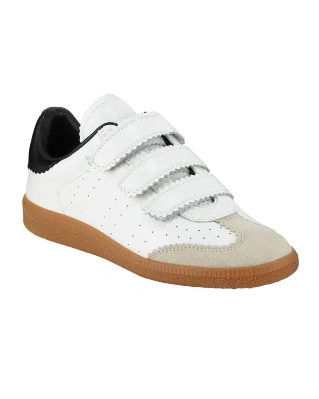 Beth Perforated Leather Grip-Strap Sneakers