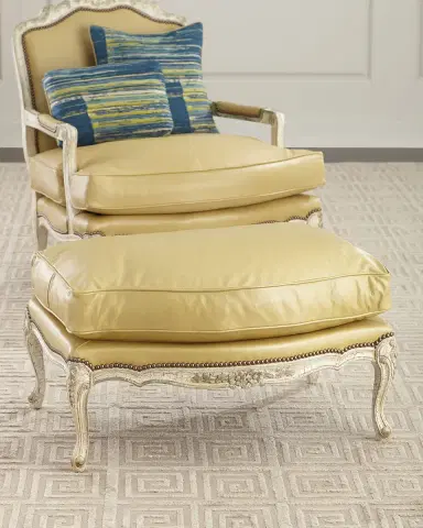 Old Hickory Tannery Garten Leather Ottoman | Thumbnail 1