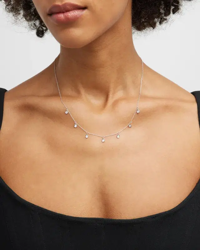 18k 7-Station Diamond Dangle Necklace