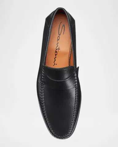 Santoni Men's Paine Whipstitched Leather Loafers | Thumbnail 3 Santoni Men's Paine Whipstitched Leather Loafers | Thumbnail 3
