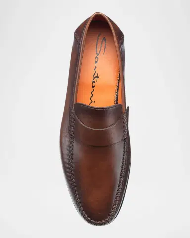Santoni Men's Paine Whipstitched Leather Loafers | Thumbnail 3 Santoni Men's Paine Whipstitched Leather Loafers | Thumbnail 3