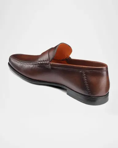 Santoni Men's Paine Whipstitched Leather Loafers | Thumbnail 4 Santoni Men's Paine Whipstitched Leather Loafers | Thumbnail 4