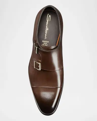 Santoni Men's Ira Double-Monk Leather Shoes | Thumbnail 3