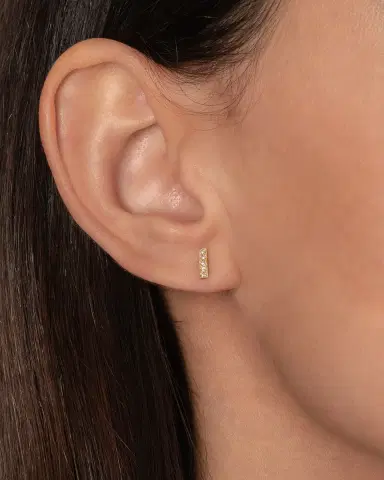 Zoe Lev Jewelry 14k Gold Diamond 0.06ct Bar Stud Earrings | Thumbnail 1