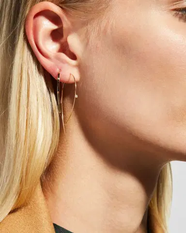 LANA 14K Gold Mini Flat Hooked on Hoop Earrings | Thumbnail 5