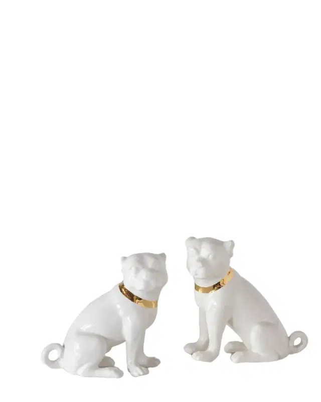 Port 68 Cecil Cream Pug Statues, Set of 2