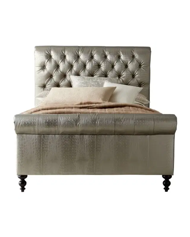 Old Hickory Tannery Jesse Faux-Leather Tufted Queen Bed