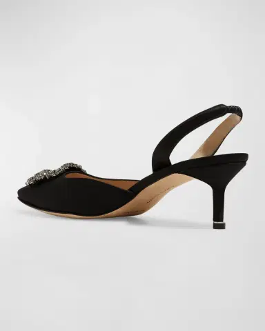 Manolo Blahnik Hangisi Kitten-Heel Satin Slingback Pumps | Thumbnail 6 Manolo Blahnik Hangisi Kitten-Heel Satin Slingback Pumps | Thumbnail 6