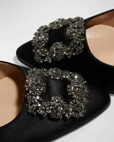 Manolo Blahnik Hangisi Kitten-Heel Satin Slingback Pumps | Thumbnail 7 Manolo Blahnik Hangisi Kitten-Heel Satin Slingback Pumps | Thumbnail 7