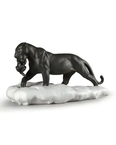 Lladro Black Panther with Cub Figurine | Thumbnail 3