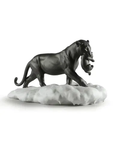 Lladro Black Panther with Cub Figurine | Thumbnail 1
