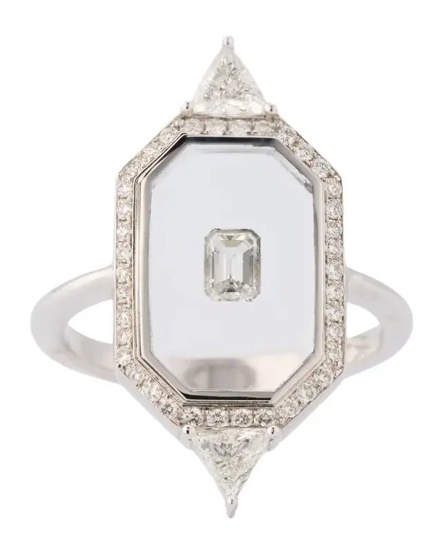 Universe Line 18k White Gold Mixed-Diamond Ring, Size 6.75