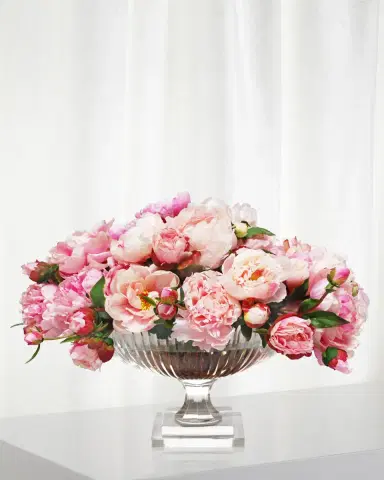 Winward Home Mix Peony in Large Stripe Cut Bowl | Thumbnail 2